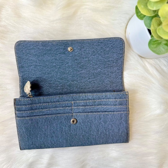 Garfield Faux Denim Long Flap Wallet with Engraved Front - Picture 2 of 15